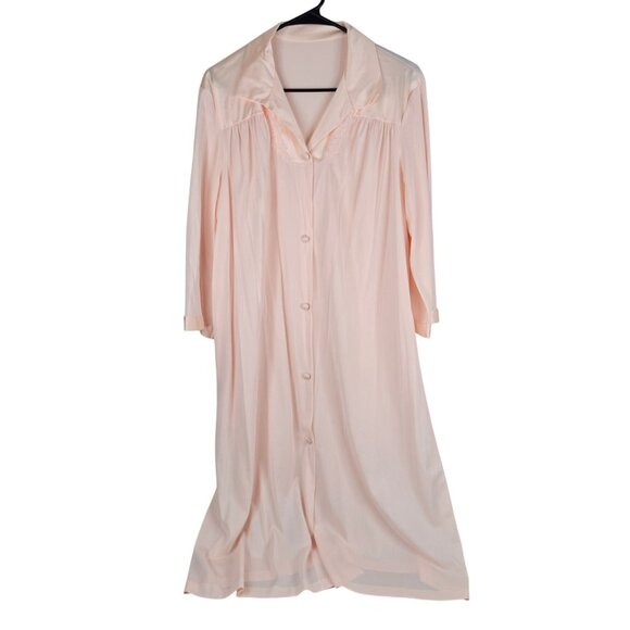 Vanity Fair Other - Vintage Vanity Fair Satin Peach Pink Nylon Button-Front Nightgown Size 40